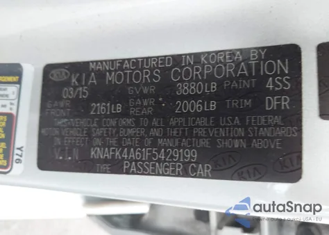 2015 Kia Forte Lx из США, поврежденный, VIN KNAFK4A61F5429199